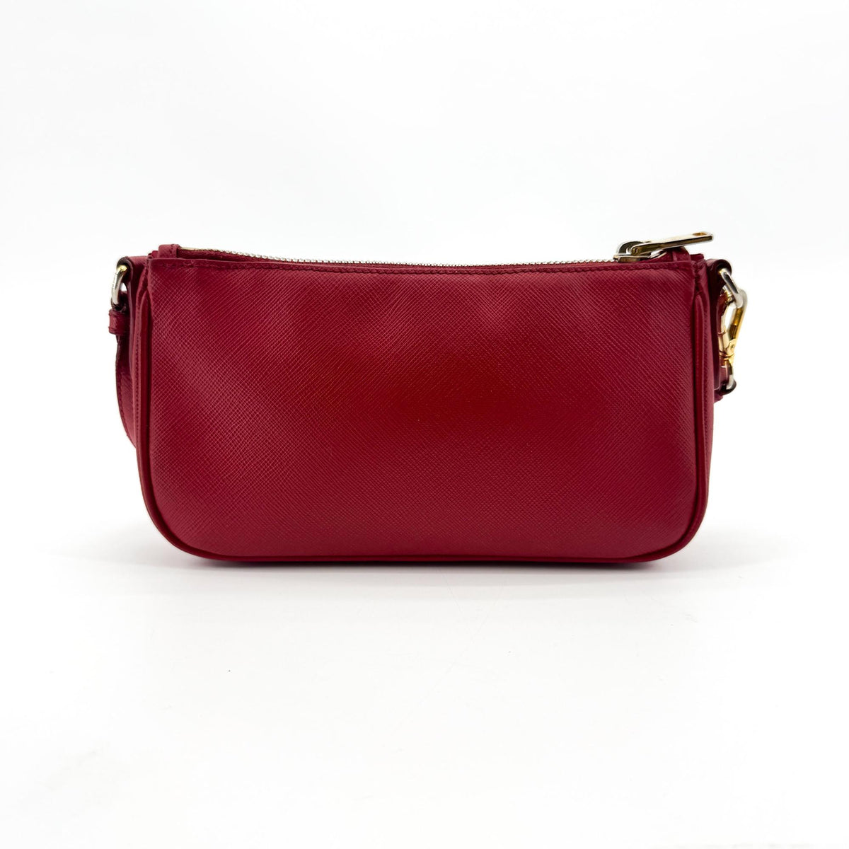 Prada Zip Saffiano Leather Red Leather Shoulder Bag Bag (Pre-Owned)