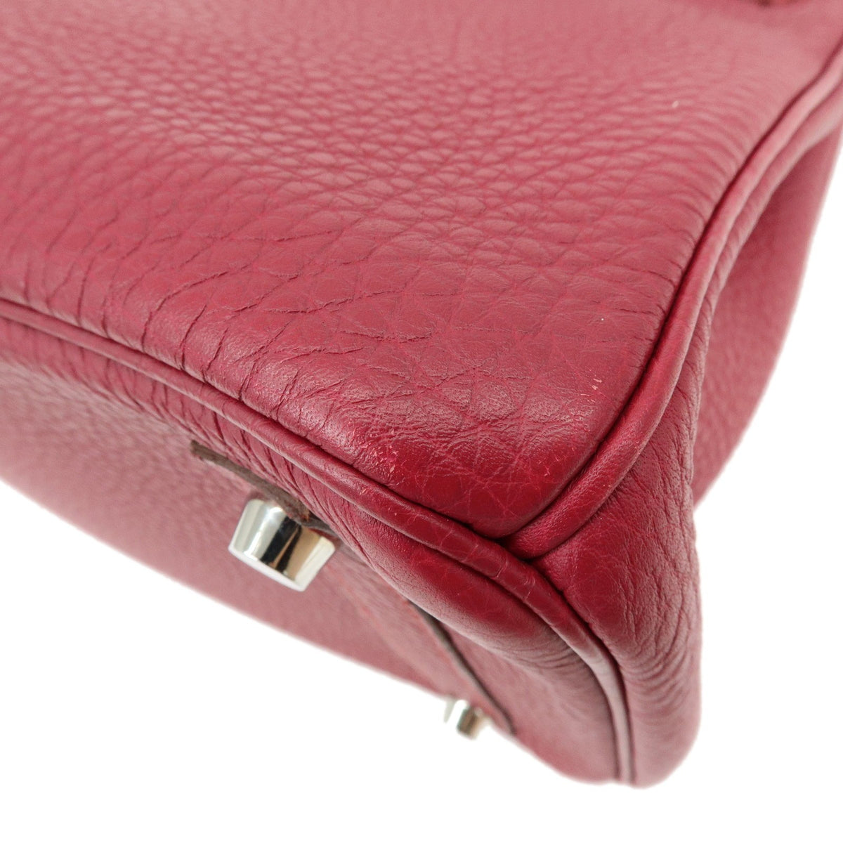 Hermes Birkin Pink Clemence With Palladium Hardware Pink Calfskin Handbag (Pre-Owned)
