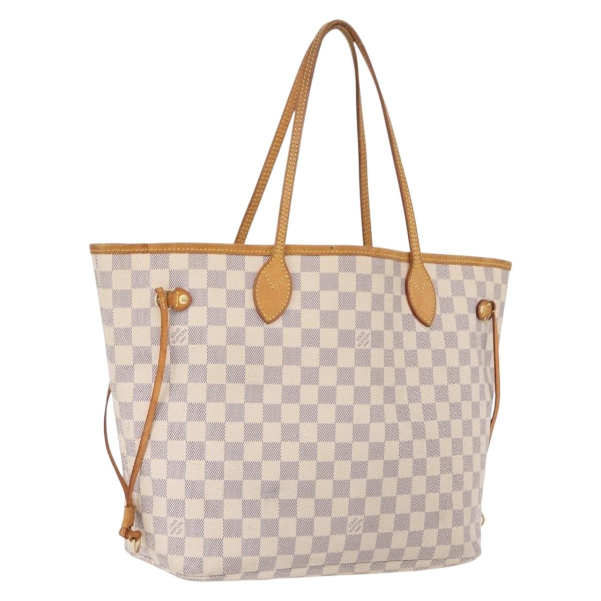 Louis Vuitton Neverfull Damier White Canvas Tote Bag Bag (Pre-Owned)