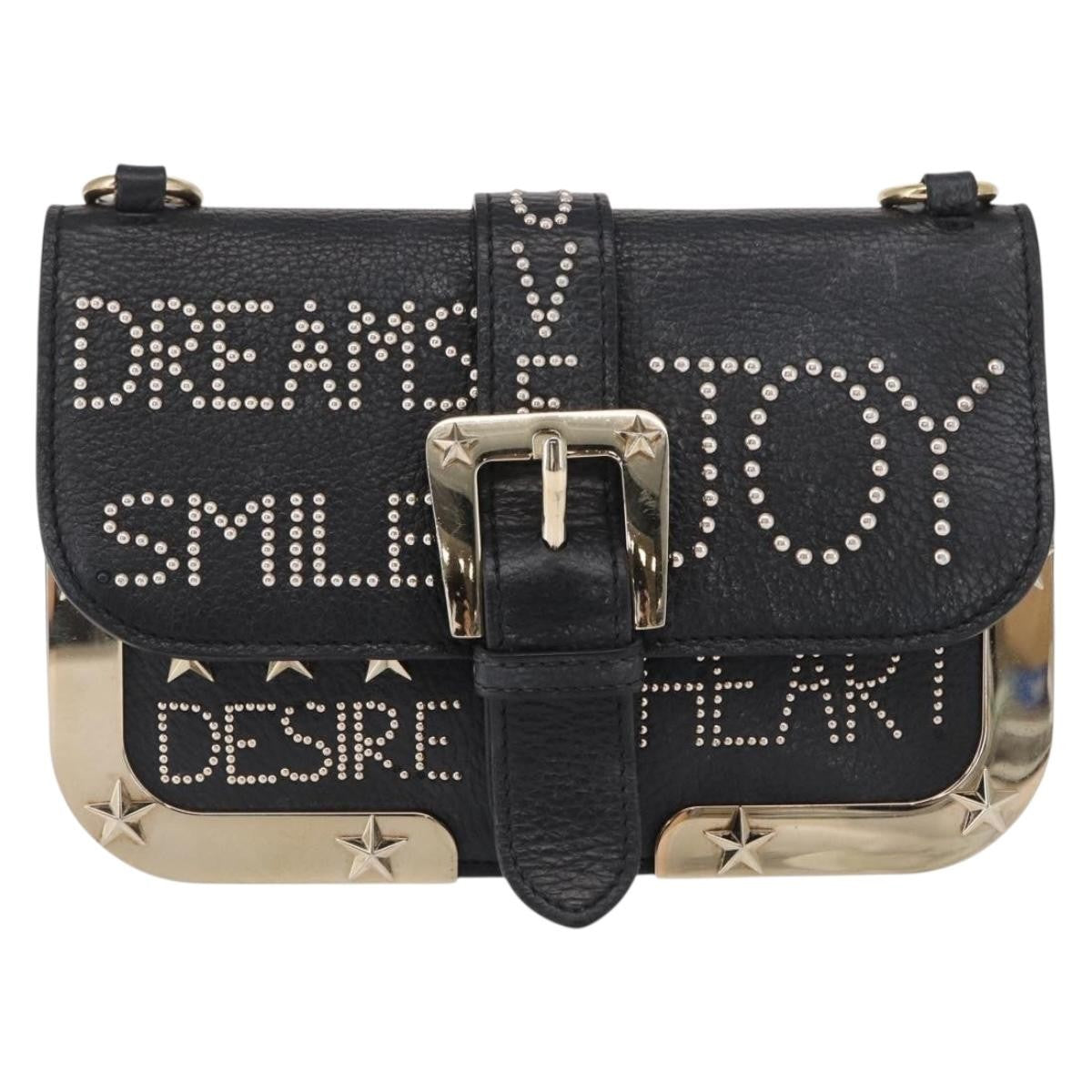Valentino Garavani Chain Flap Leather Black Leather Shoulder Bag Bag (Pre-Owned)