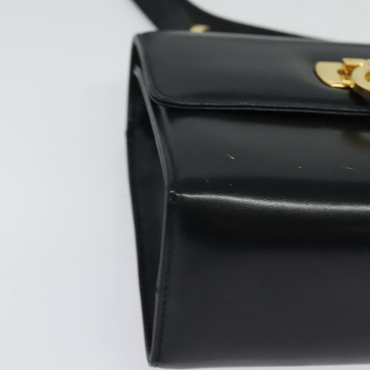 Salvatore Ferragamo Gancini Leather Black Leather Shoulder Bag Bag (Pre-Owned)