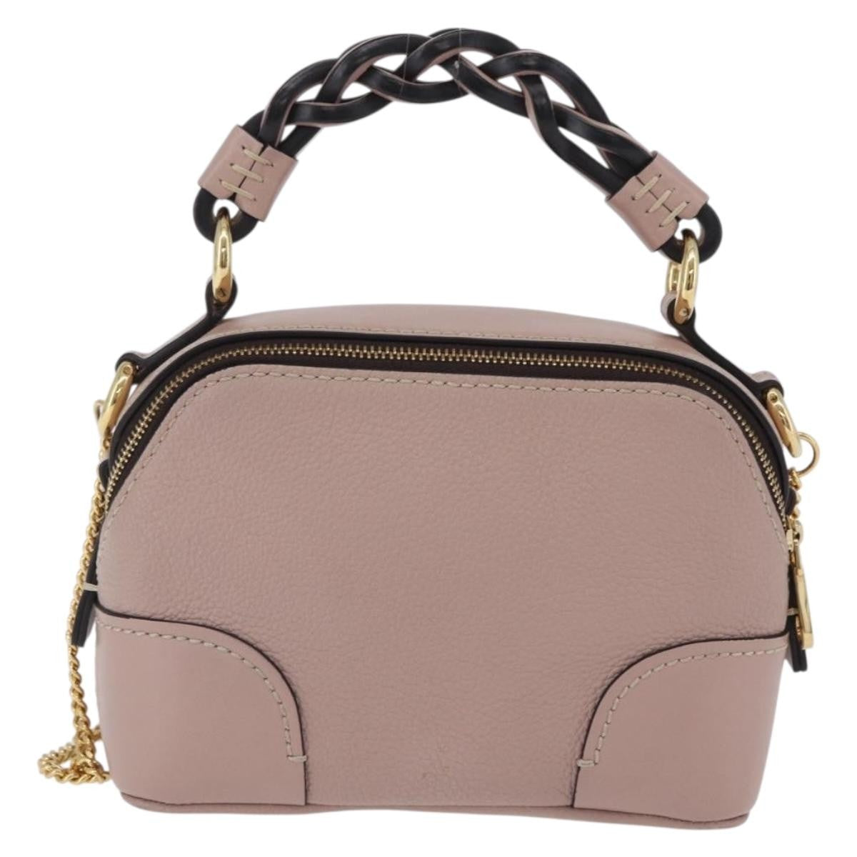 Chloe Daria Chain Leather Pink Leather Handbag (Pre-Owned)