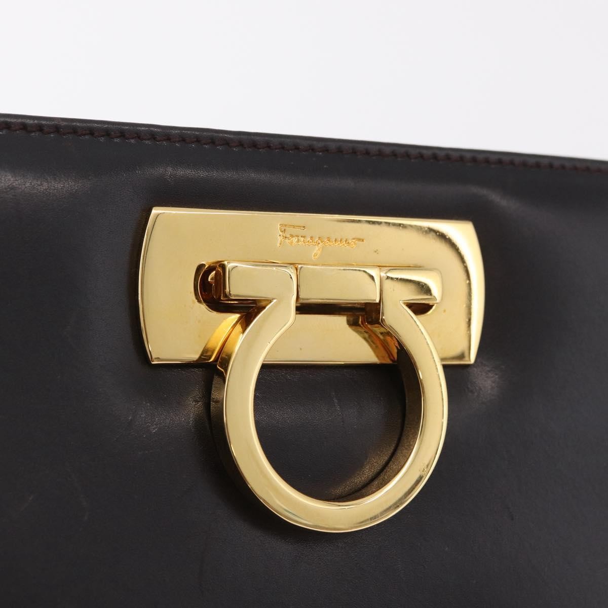 Salvatore Ferragamo Vintage Gancini Chain Leather Brown Leather Shoulder Bag Bag (Pre-Owned)