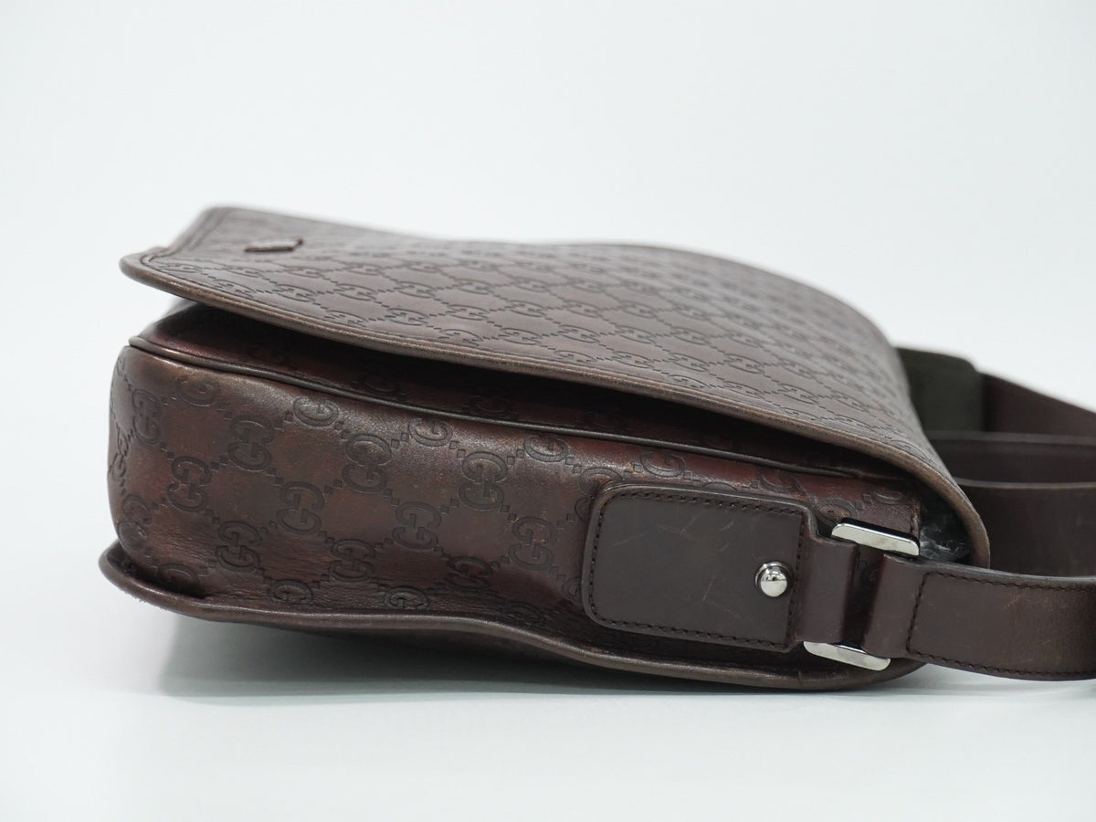 Gucci Flap Messenger Bag (Outlet) Guccissima Leather Brown Leather Shoulder Bag Bag (Pre-Owned)