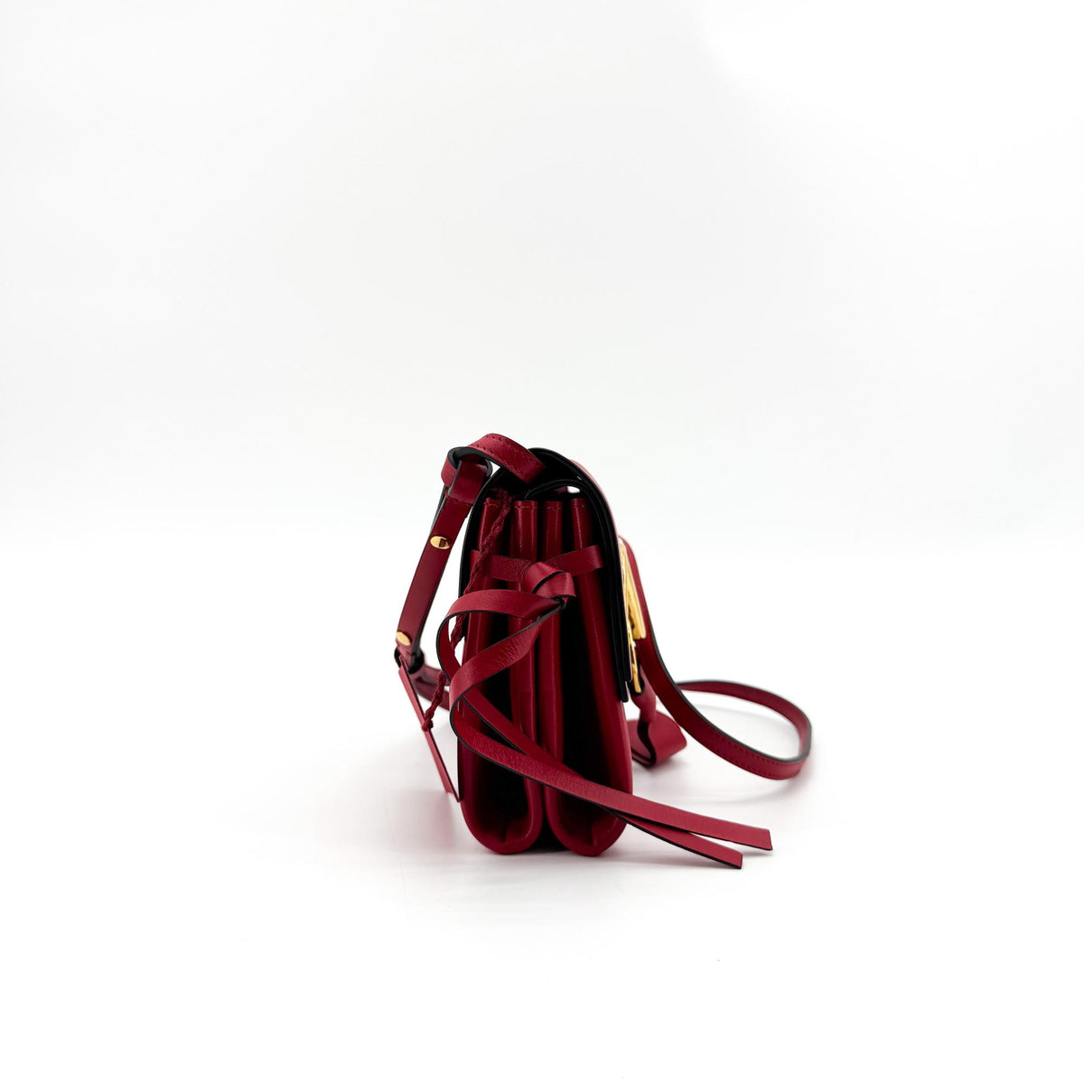 Valentino Garavani Vring Belt Leather Red Leather Clutche & Pouche Bag (Pre-Owned)