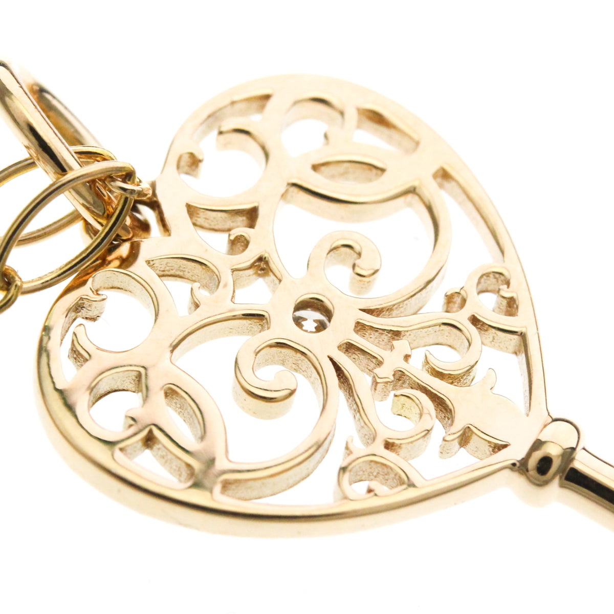 Tiffany & Co. Enchant Heart Key Pendant 18K Yellow Gold With Diamond Gold Pink_Gold Necklace Jewelry (Pre-Owned)