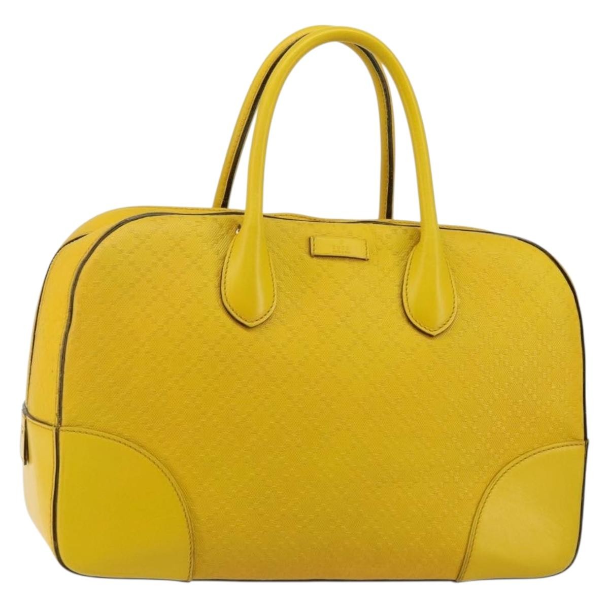 Gucci Bright Top Handle Diamante Leather Yellow Leather Handbag (Pre-Owned)
