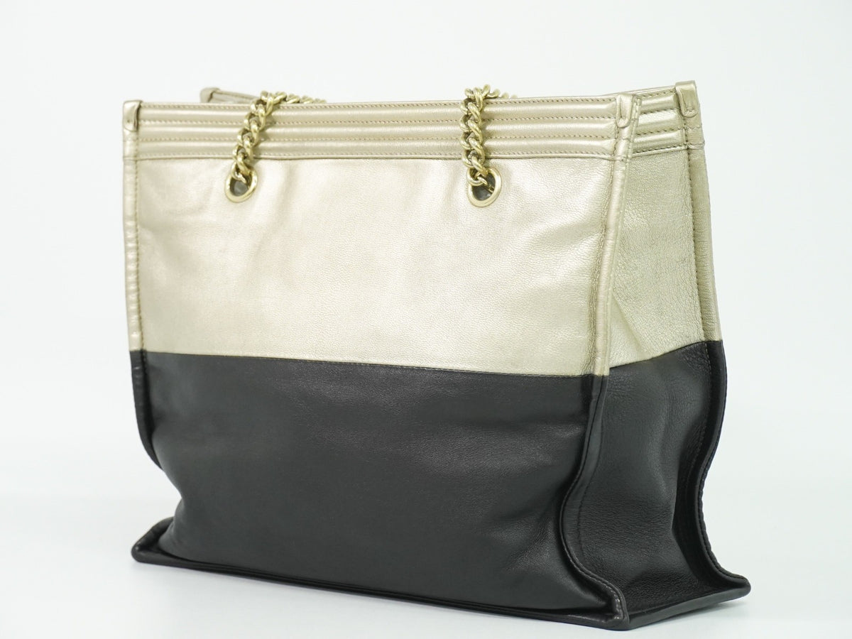 Chanel Boy Shopper Calfskin Gold Leather Tote Bag Bag (Pre-Owned)