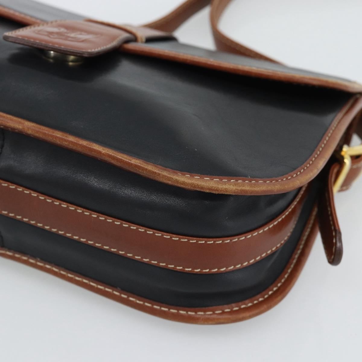 Celine Flap Shoulder Leather Black Leather Shoulder Bag Bag (Pre-Owned)