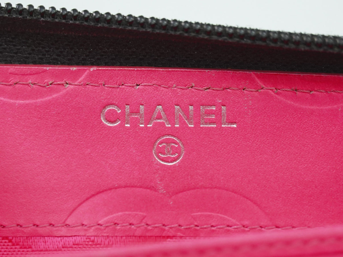 Chanel Cambon Zip Around Quilted Lambskin Black Leather Wallets Accessory (Pre-Owned)