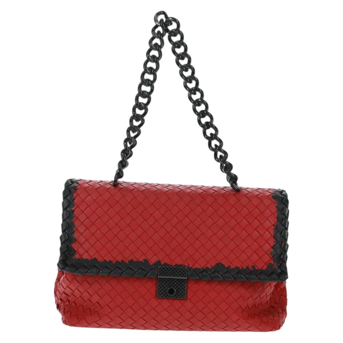 Bottega Veneta Glass Intrecciato Nappa With Snakeskin Red Leather Shoulder Bag Bag (Pre-Owned)
