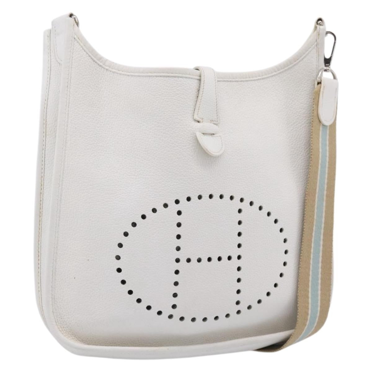 Hermes Evelyne Bag Gen I Togo White Leather Handbag (Pre-Owned)