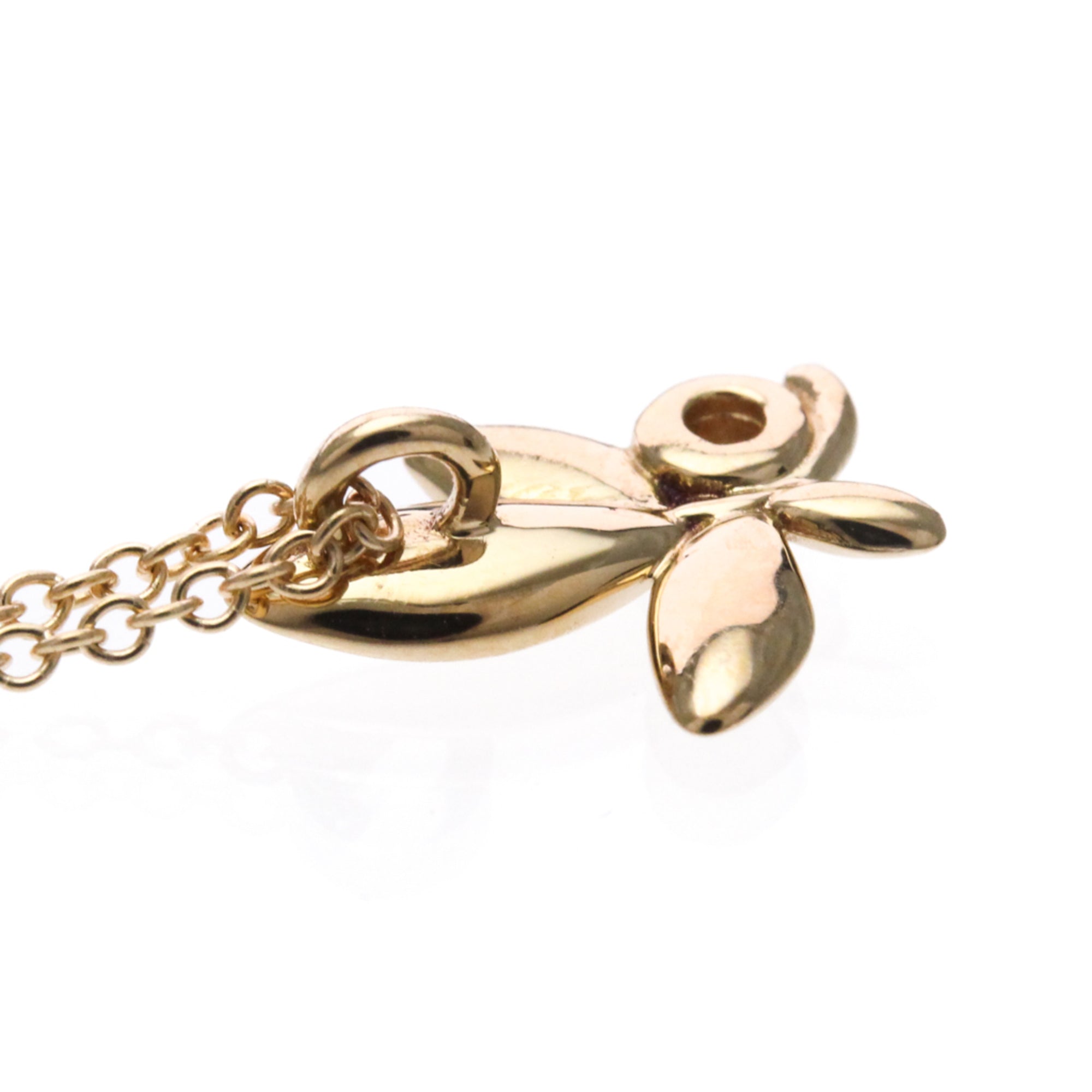 Tiffany & Co. Paloma Picasso Olive Leaf Pendant 18K Rose Gold With Diamond Gold Pink_Gold Necklace Jewelry (Pre-Owned)