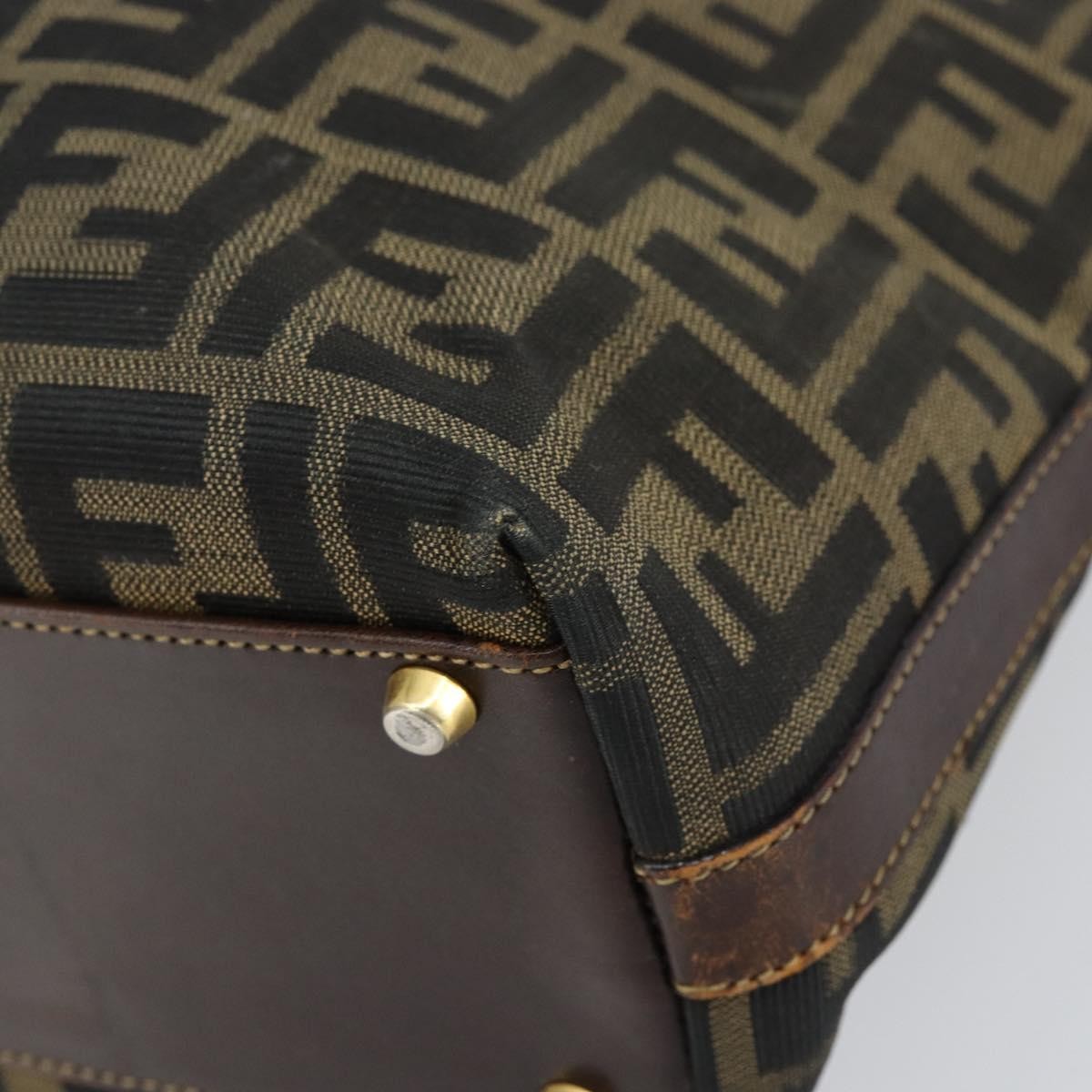 Fendi Vintage Zip Tote Zucca Canvas Brown Canvas Tote Bag Bag (Pre-Owned)