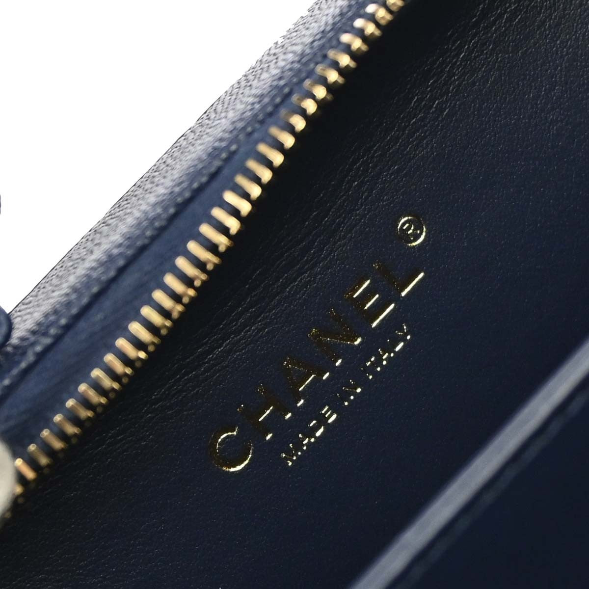 Chanel Filigree Vanity Case Quilted Caviar Navy Calfskin Clutche & Pouche Bag (Pre-Owned)