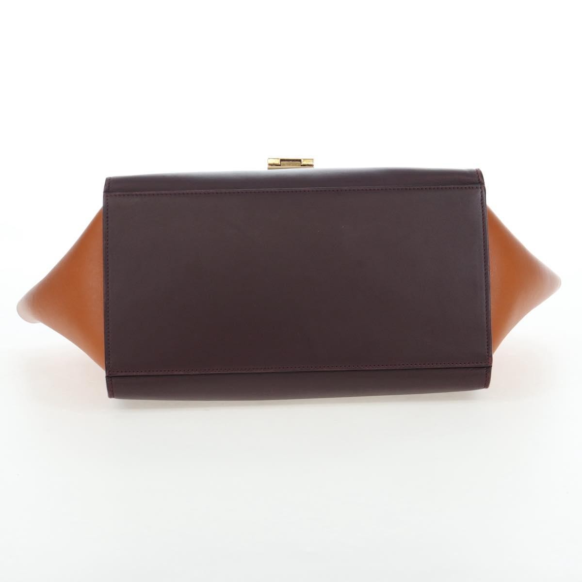 Celine Tricolor Trapeze Leather Burgundy Leather Handbag (Pre-Owned)