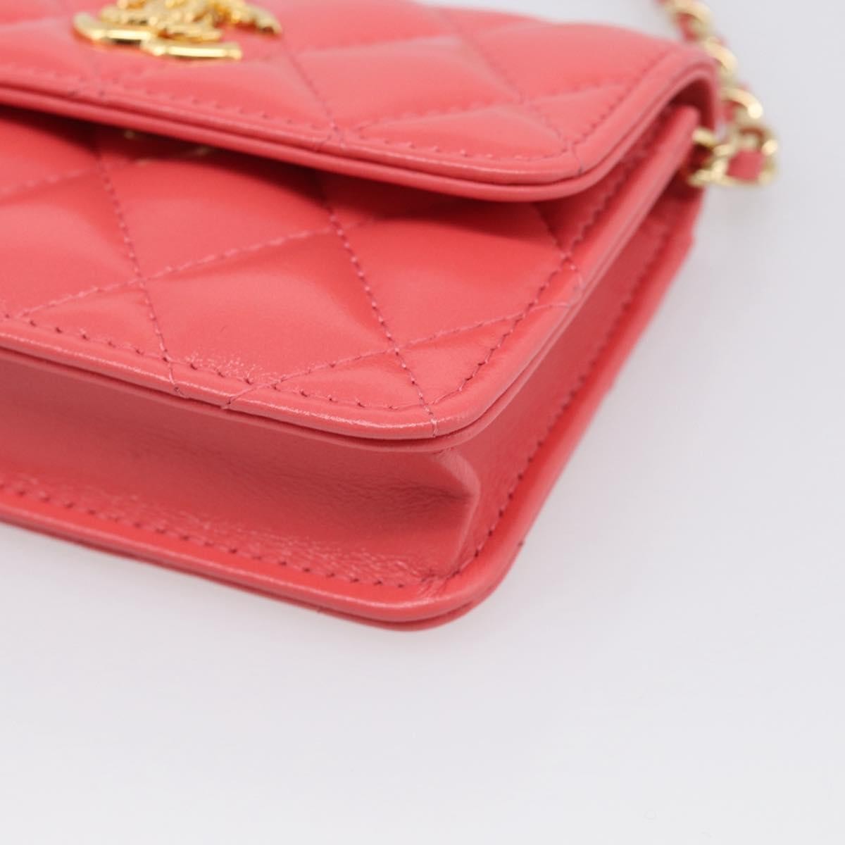 Chanel Textured Cc Wallet On Chain Quilted Lambskin Pink Leather Crossbody Bag Bag (Pre-Owned)