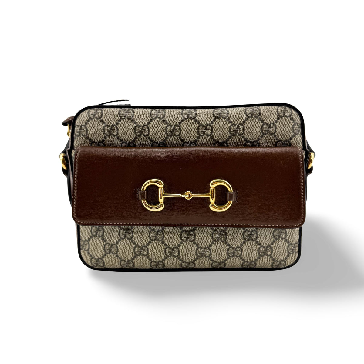 Gucci Horsebit 1955 Camera Gg Coated Canvas With Leather Beige Canvas Handbag (Pre-Owned)