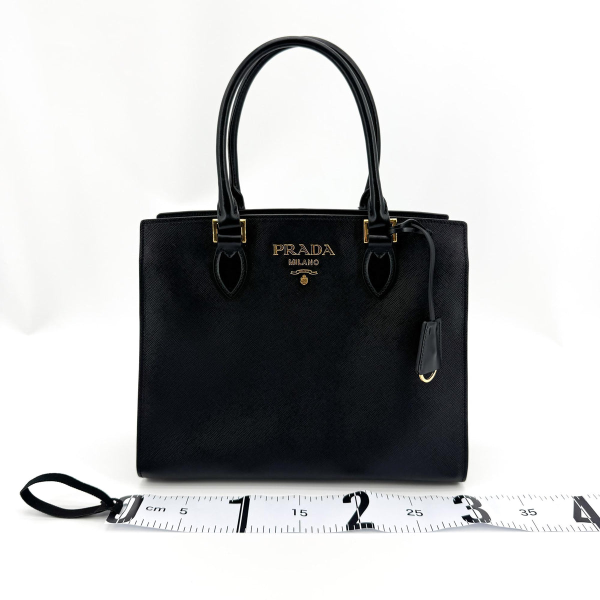 Prada Saffiano Tote Leather Black Leather Tote Bag Bag (Pre-Owned)