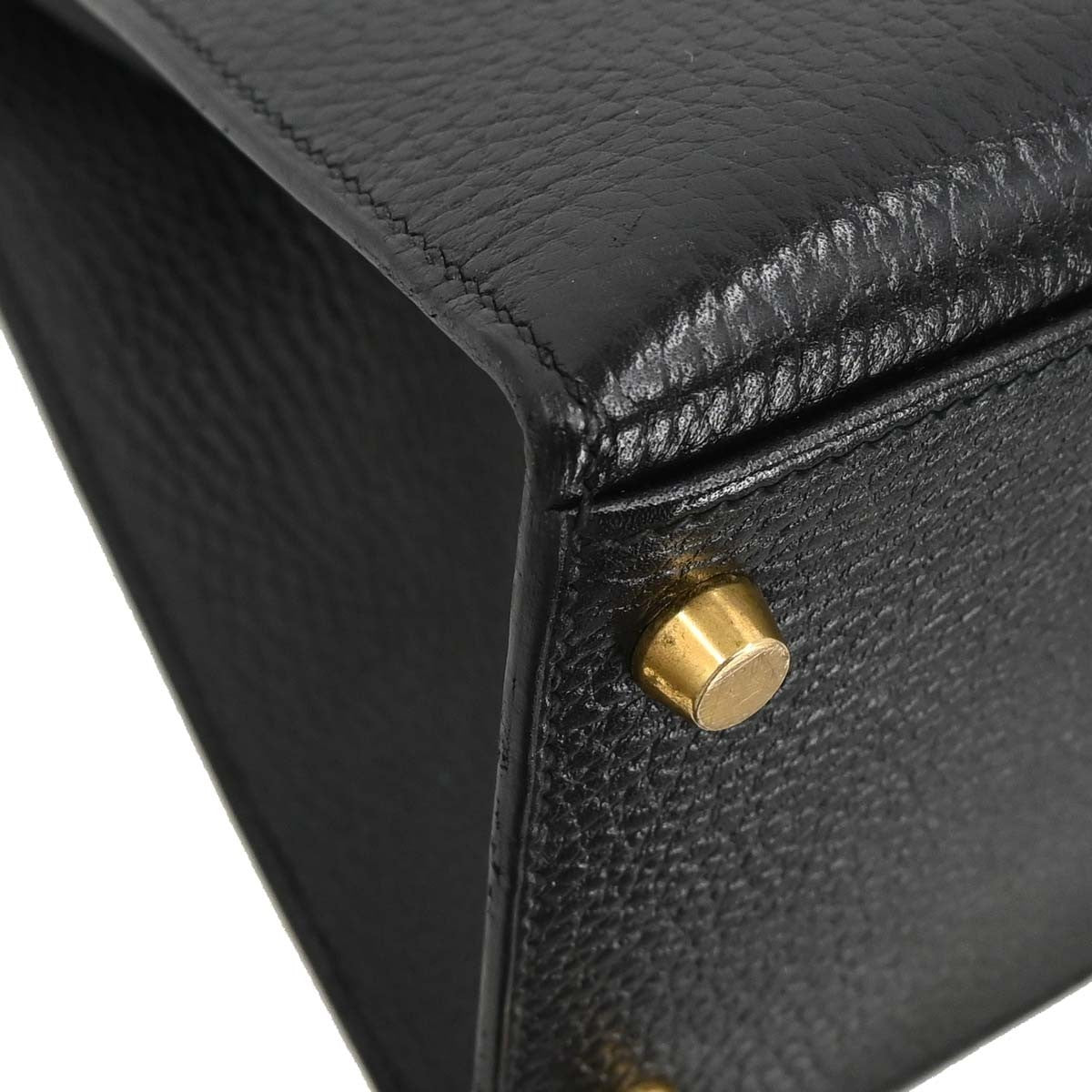 Hermes Kelly Black Ardennes With Gold Hardware Black Leather Handbag (Pre-Owned)
