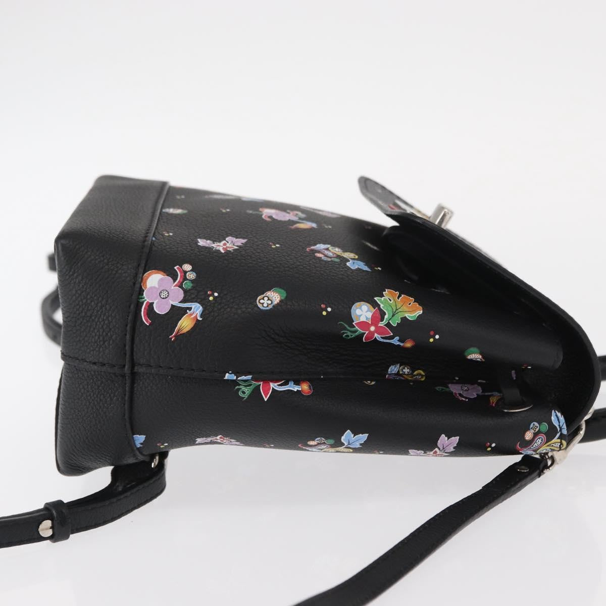 Louis Vuitton Lockme Floral Printed Leather Black Leather Backpack Bag (Pre-Owned)