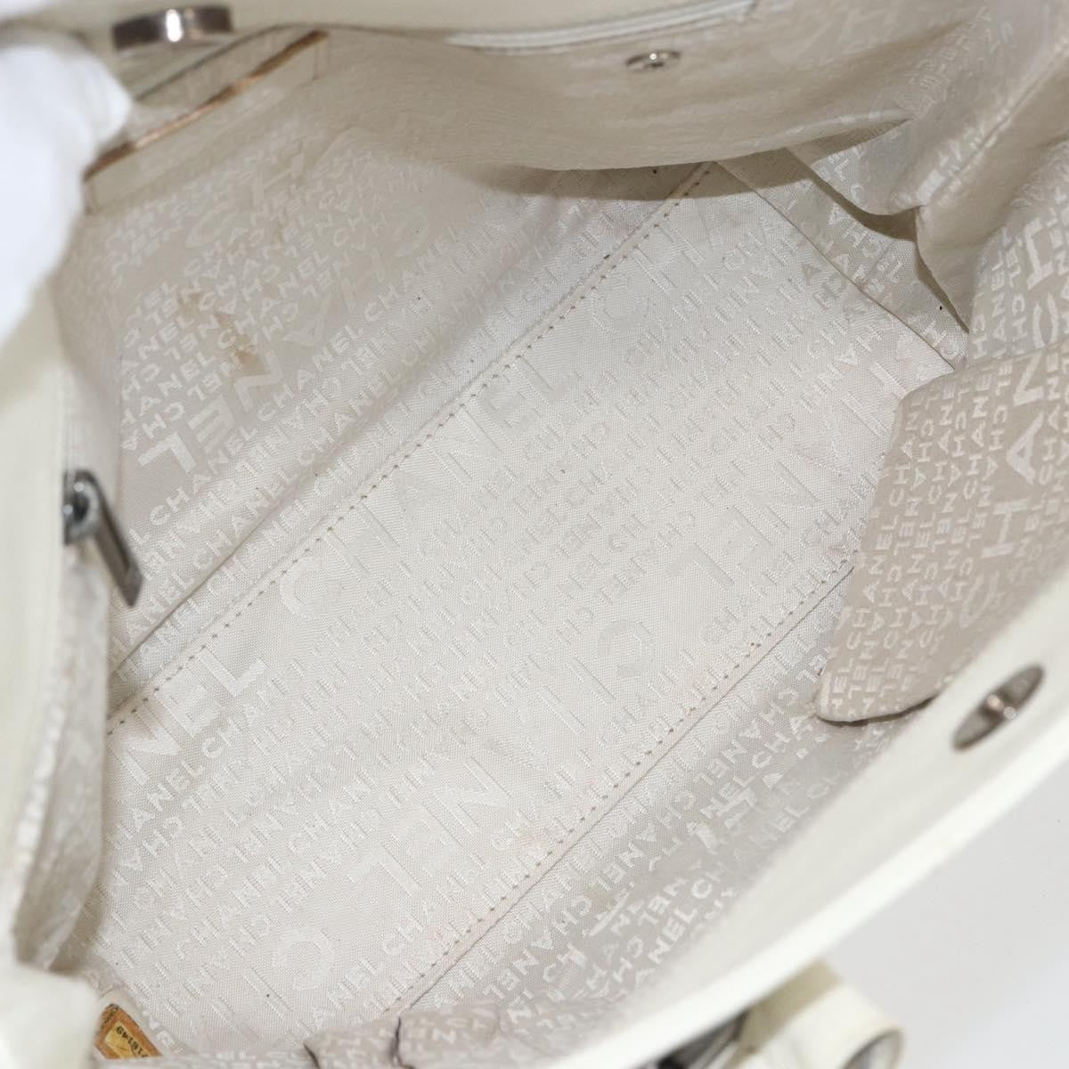 Chanel Square Stitch Quilted Leather White Leather Tote Bag Bag (Pre-Owned)