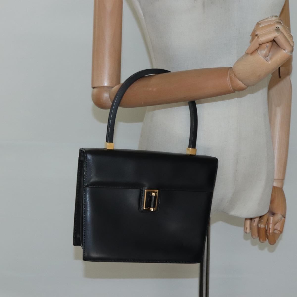 Gucci Vintage Leather Black Leather Handbag (Pre-Owned)