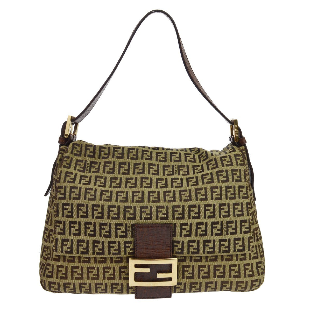 Fendi Zucchino Canvas Mamma Baguette Canvas Brown Canvas Shoulder Bag Bag (Pre-Owned)