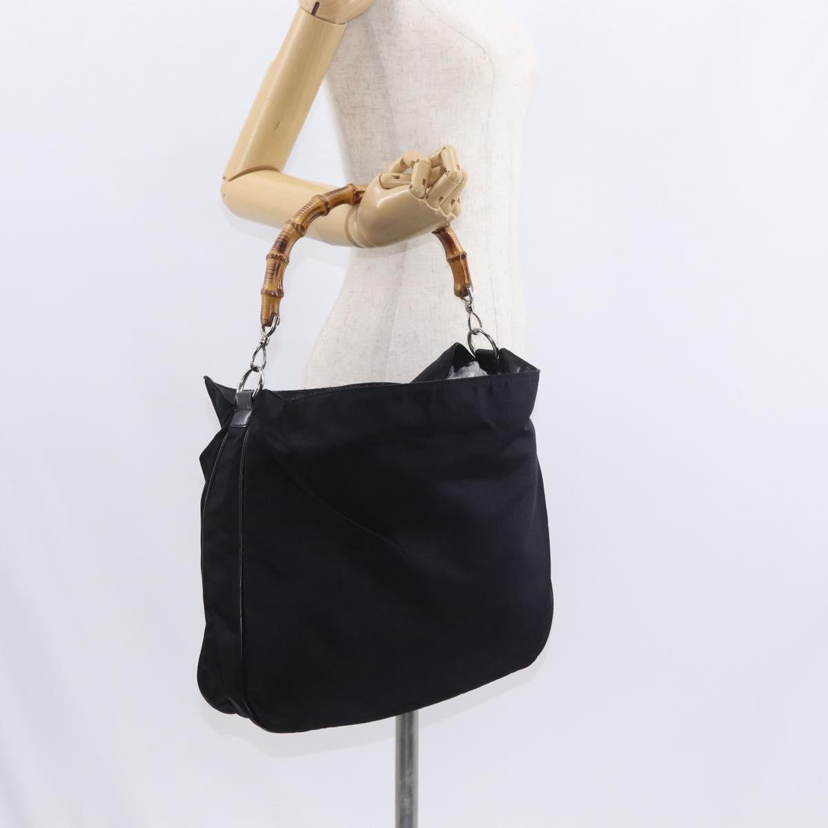 Gucci Vintage Bamboo Shoulder Canvas Black Canvas Shoulder Bag Bag (Pre-Owned)