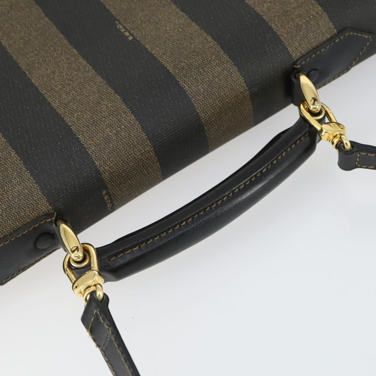 Fendi Vintage Pequin Coated Canvas Brown Canvas Briefcase Bag (Pre-Owned)