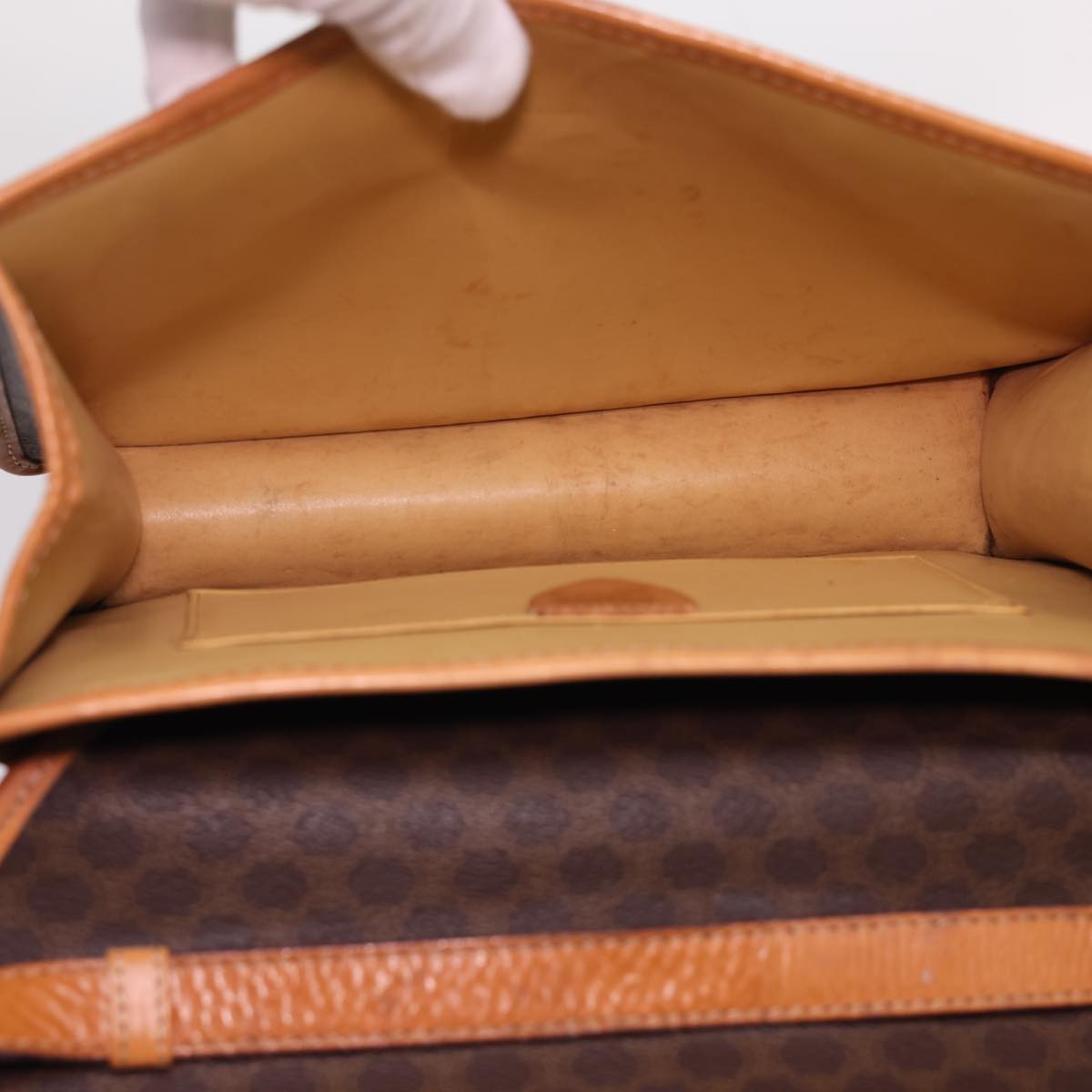 Celine Vintage Macadam Canvas And Leather Brown Canvas Shoulder Bag Bag (Pre-Owned)