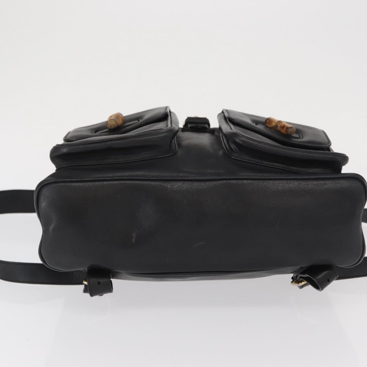 Gucci Vintage Bamboo Leather Black Leather Backpack Bag (Pre-Owned)