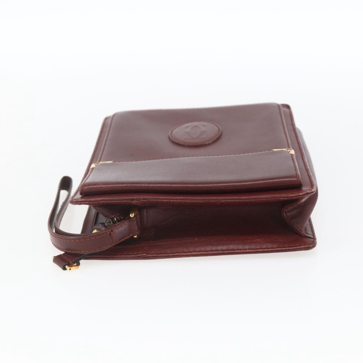Cartier Must De Cartier Clutch Leather Burgundy Leather Clutche & Pouche Bag (Pre-Owned)