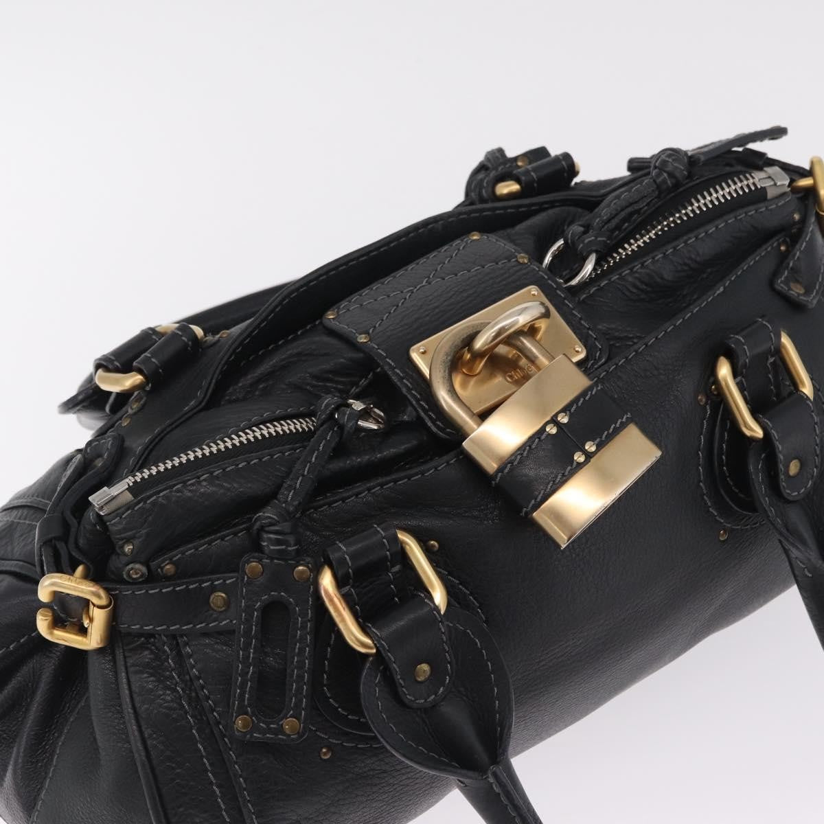Chloe Paddington Lock Leather Black Leather Handbag (Pre-Owned)