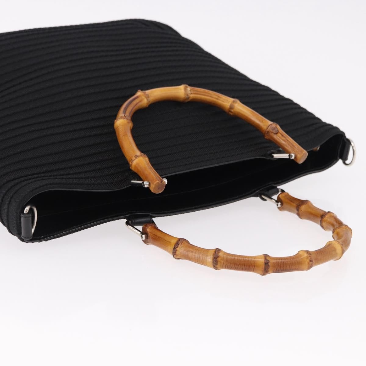 Gucci Vintage Bamboo Handle Canvas Black Canvas Tote Bag Bag (Pre-Owned)