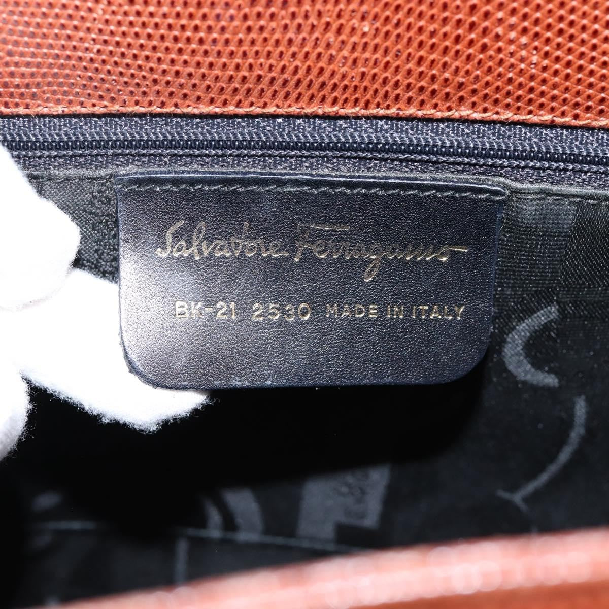 Salvatore Ferragamo Vala Tote Embossed Leather Brown Leather Tote Bag Bag (Pre-Owned)