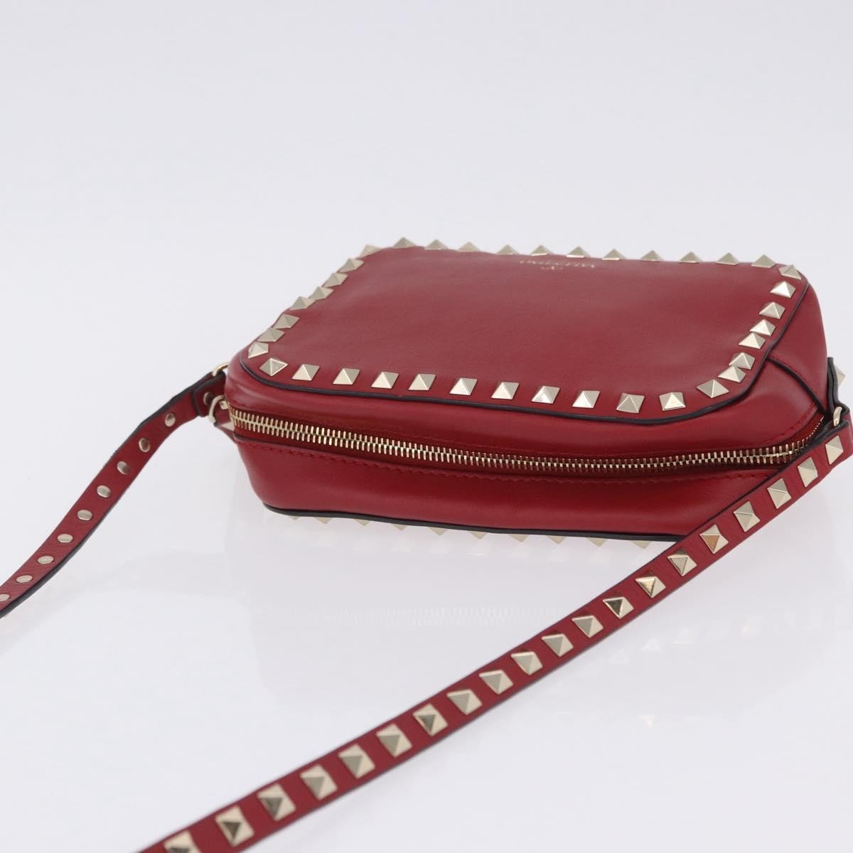Valentino Garavani Rockstud Camera Leather Red Leather Crossbody Bag Bag (Pre-Owned)