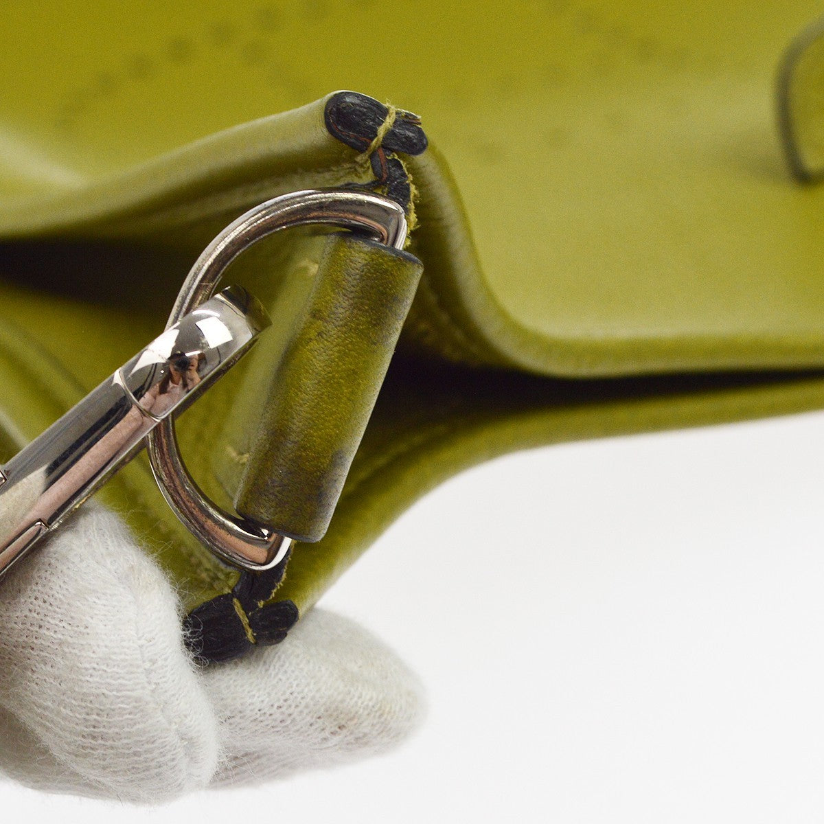 Hermes Evelyne Bag Gen I Clemence Green Leather Handbag (Pre-Owned)