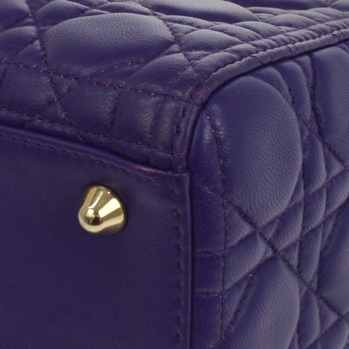 Christian Dior Lady Dior Cannage Quilt Lambskin Purple Leather Handbag (Pre-Owned)