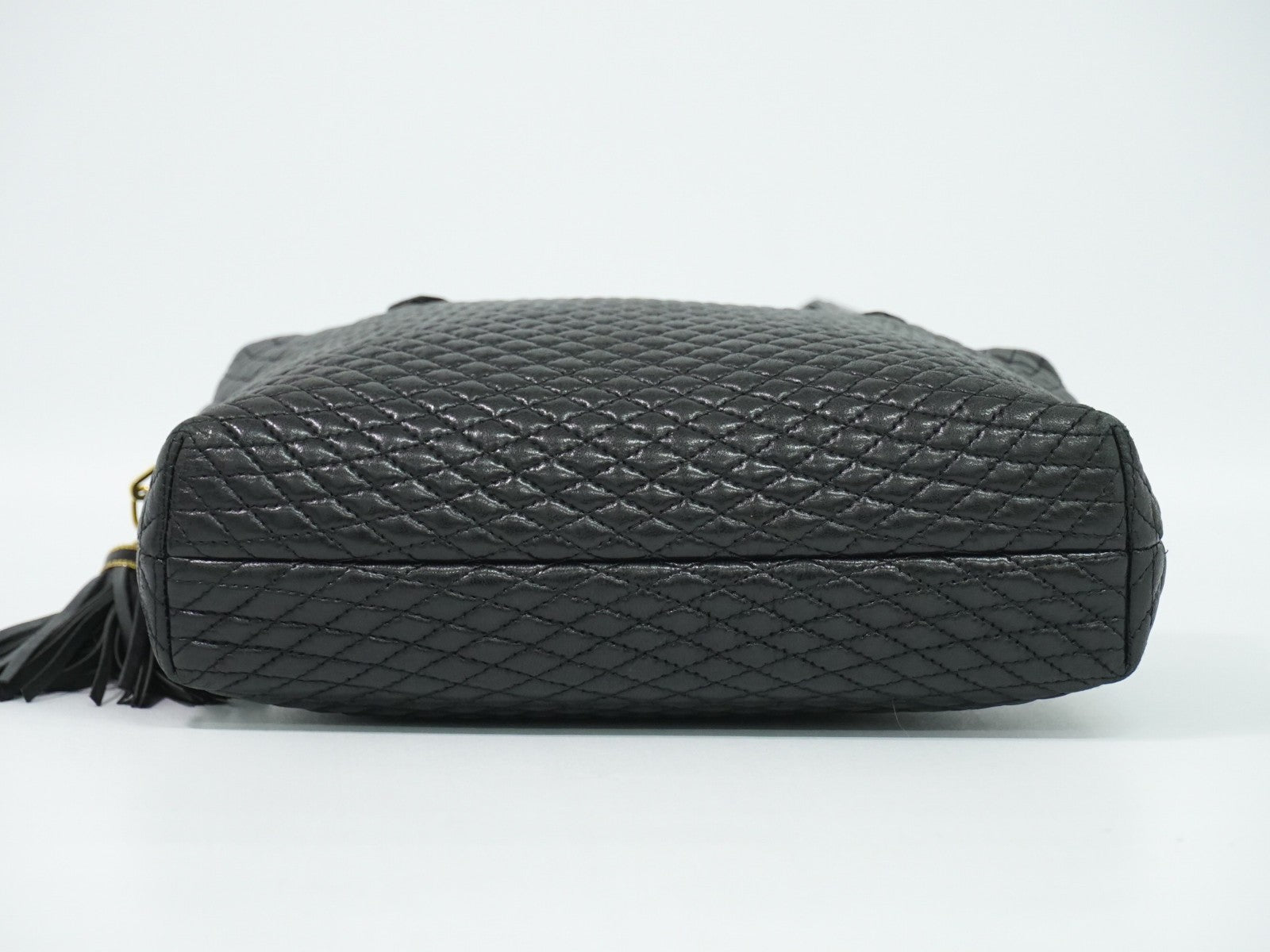 Bally Vintage Quilted Leather Black Leather Handbag (Pre-Owned)