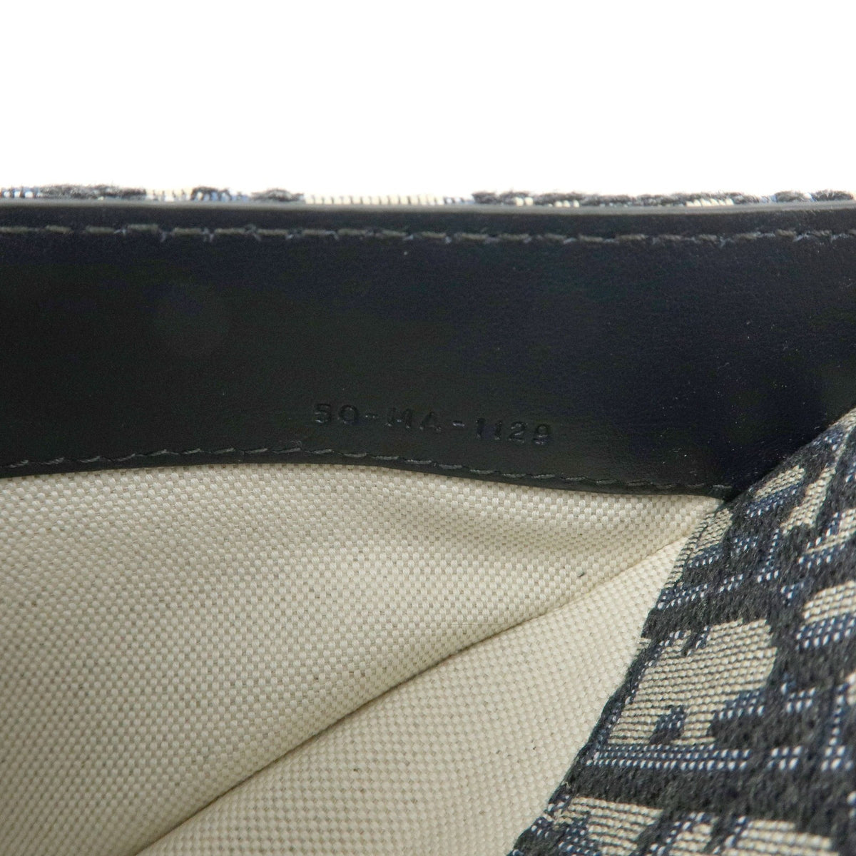 Christian Dior Saddle Belt Oblique Canvas Navy Canvas Handbag (Pre-Owned)