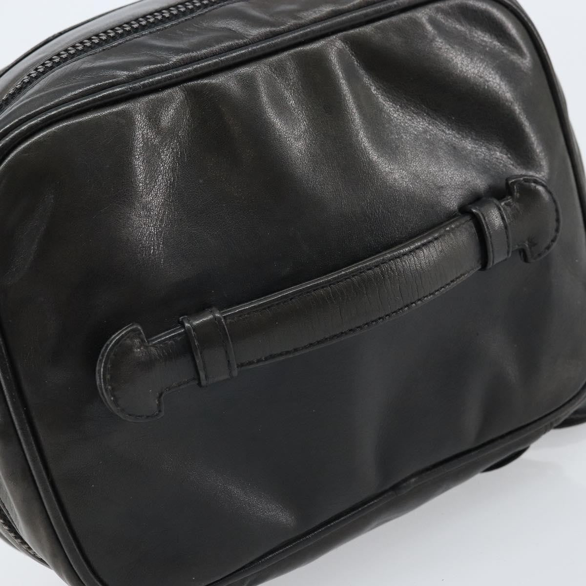 Chanel Vintage Cosmetic Case Lambskin Black Leather Clutche & Pouche Bag (Pre-Owned)