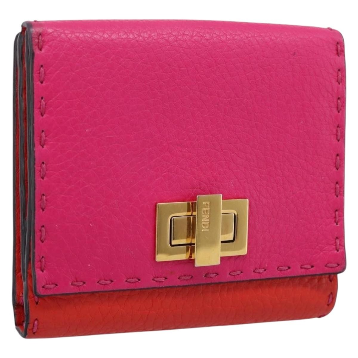 Fendi Selleria Peekaboo Leather Pink Leather Wallets Accessory (Pre-Owned)