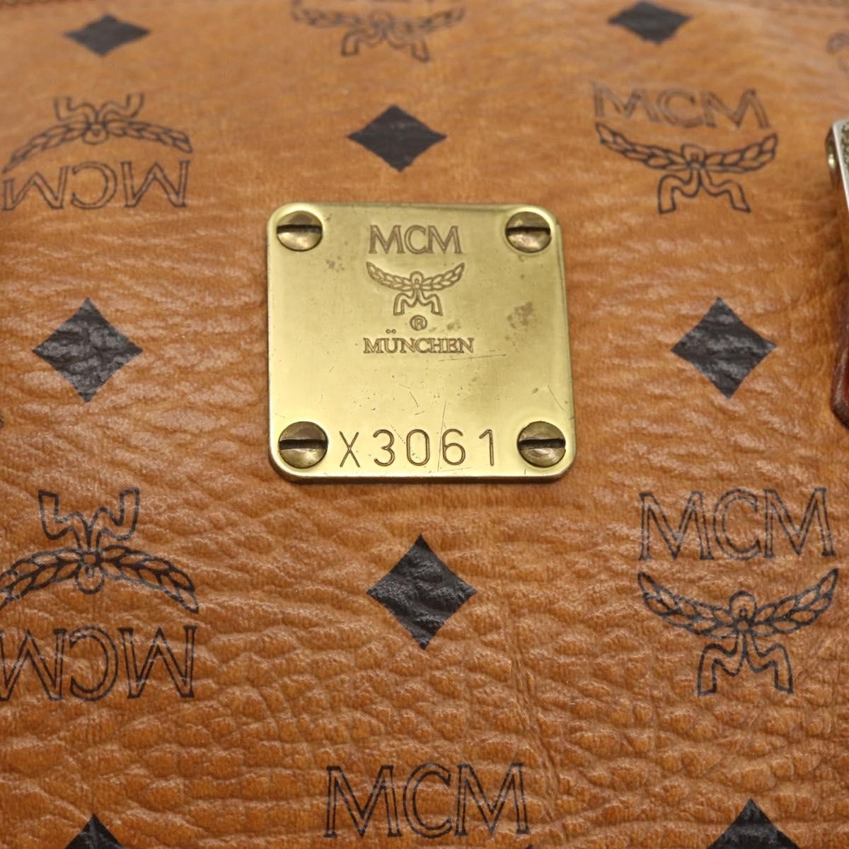 MCM Visetos Logogramme Leather Brown Leather Handbag (Pre-Owned)