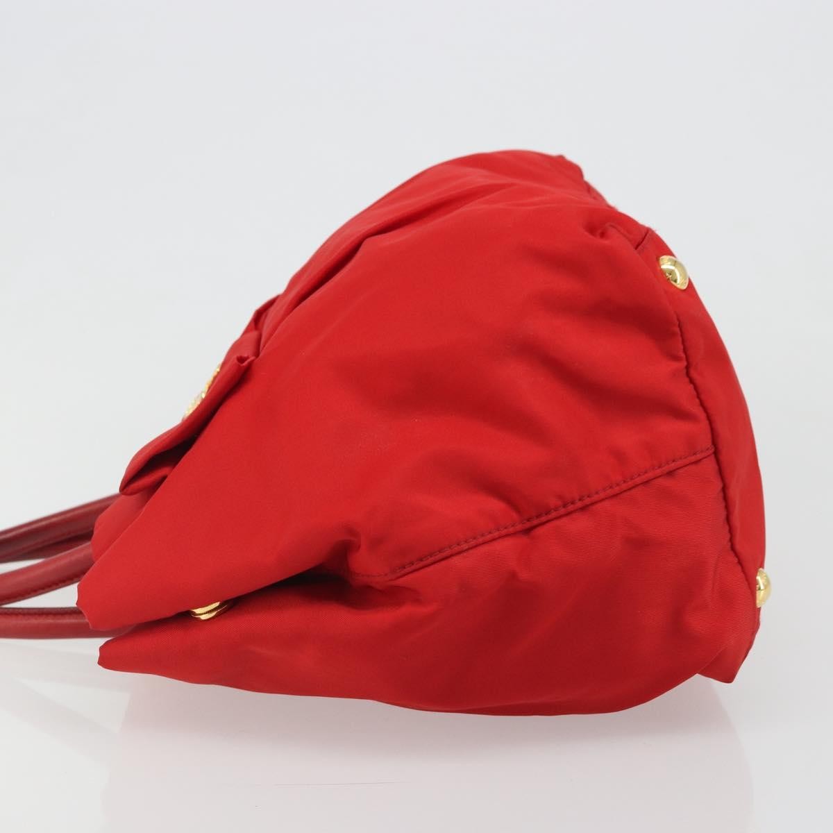 Prada Bow Tote Tessuto With Leather Red Nylon Tote Bag Bag (Pre-Owned)