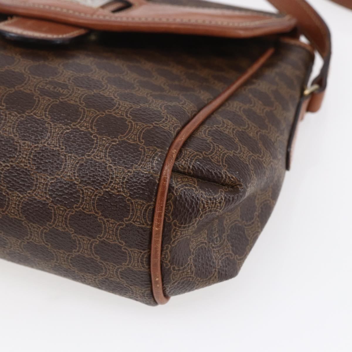 Celine Vintage Macadam Canvas And Leather Brown Canvas Shoulder Bag Bag (Pre-Owned)