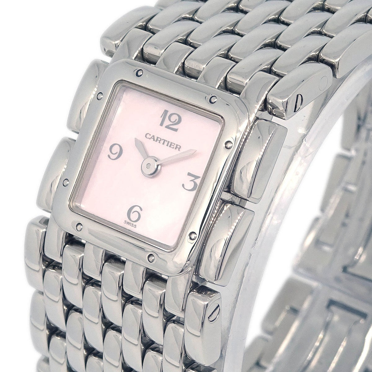 Cartier Panthere Ruban Quartz Stainless Steel And Mother Of Pearl Watch (Pre-Owned)