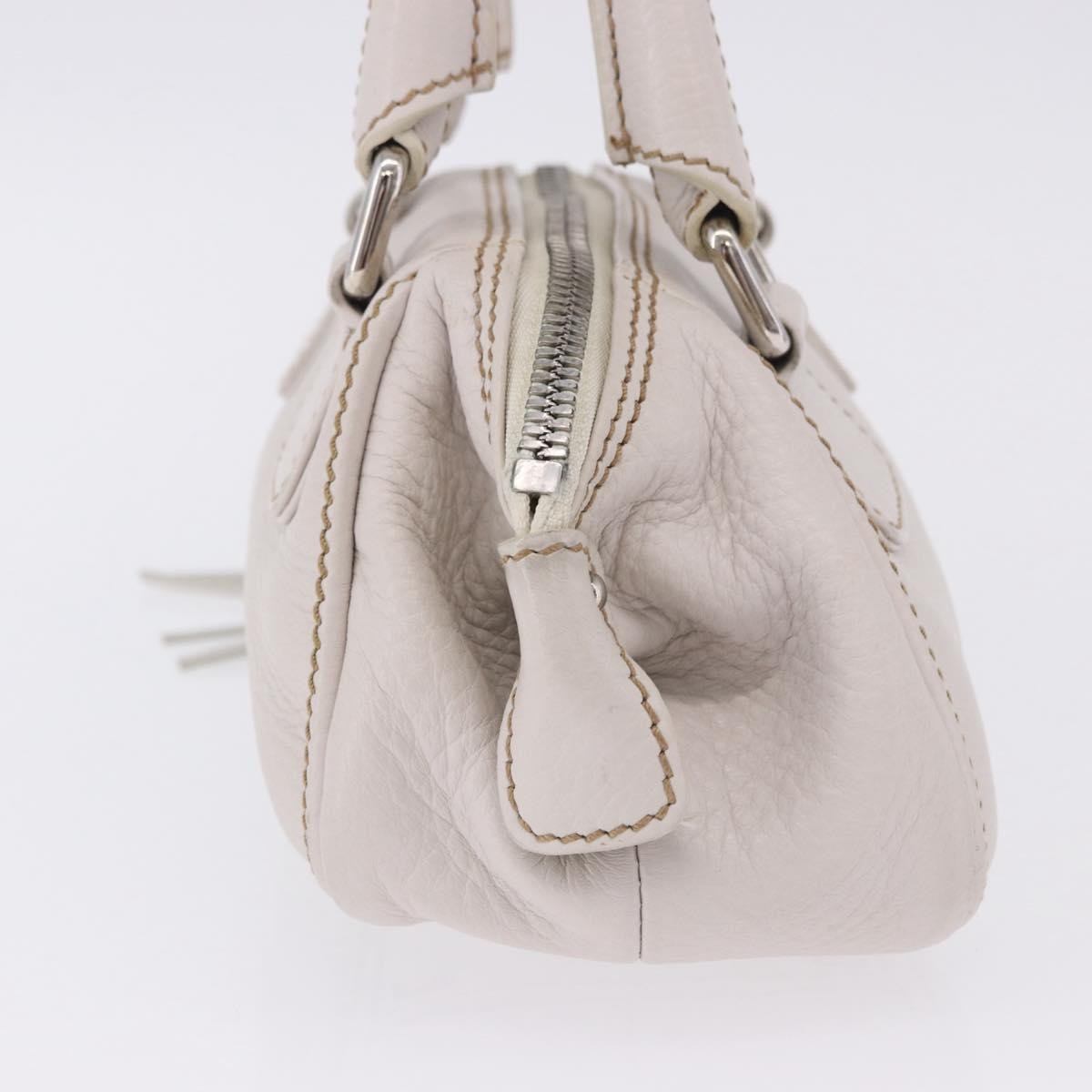 Chanel Lax Tassel Pebbled Leather White Leather Handbag (Pre-Owned)