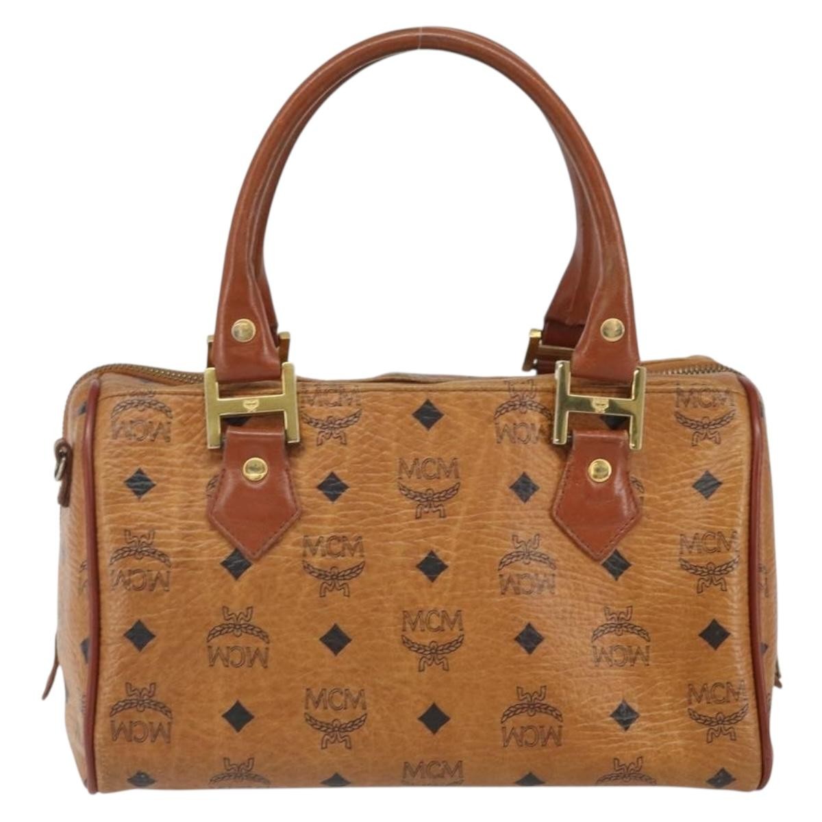 MCM Visetos Canvas And Leather Brown Canvas Handbag (Pre-Owned)