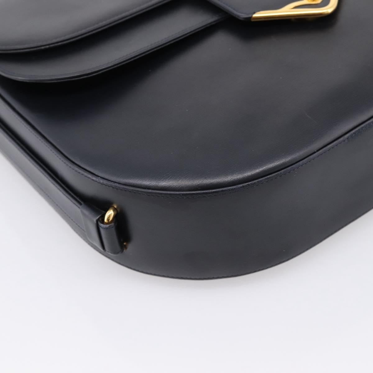 Cartier Sapphire Line Leather Black Leather Shoulder Bag Bag (Pre-Owned)